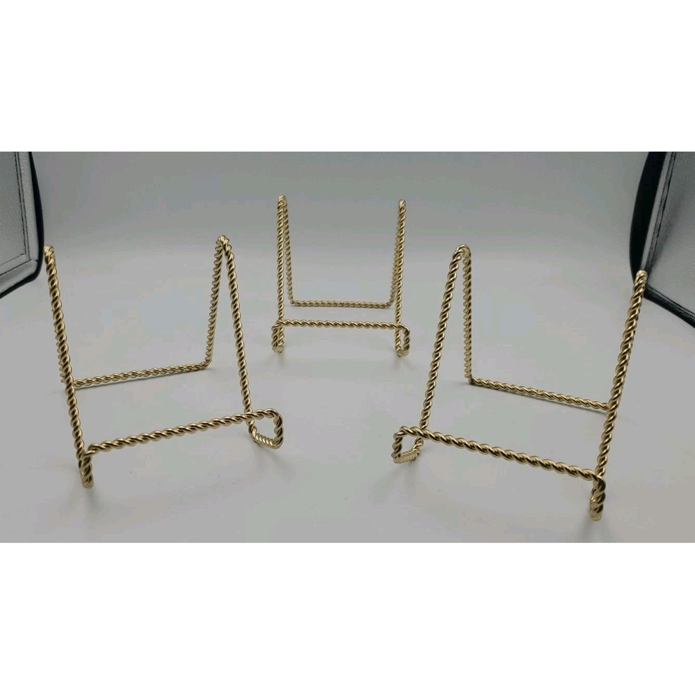 Brass Twisted Easel 4" High Lot Of 3